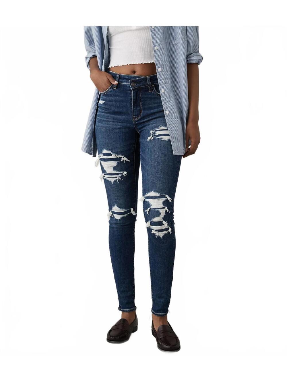 AE X-Short Next Level High-Waisted Patched Jegging American Eagle NWT Dark Wash